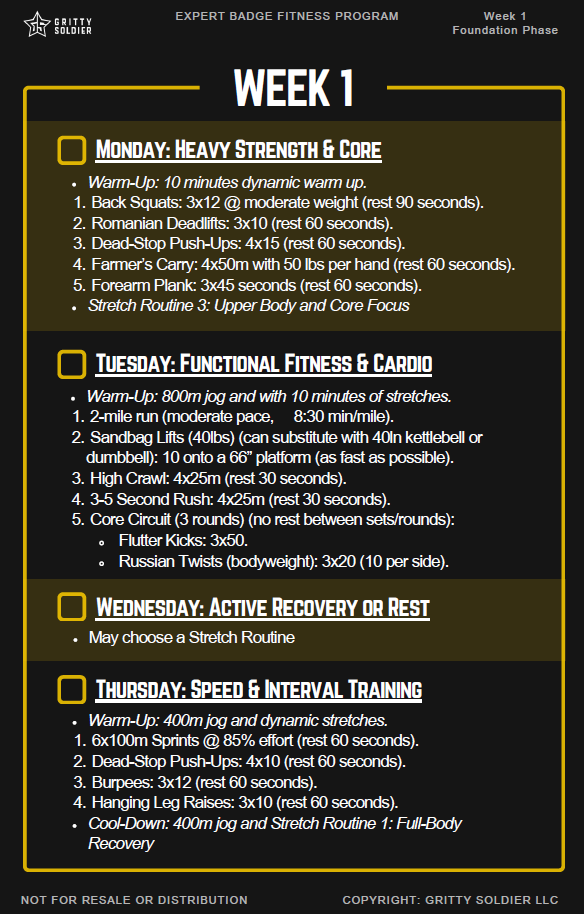 8-Week Expert Badge (EIB, ESB, EFMB) Fitness Program