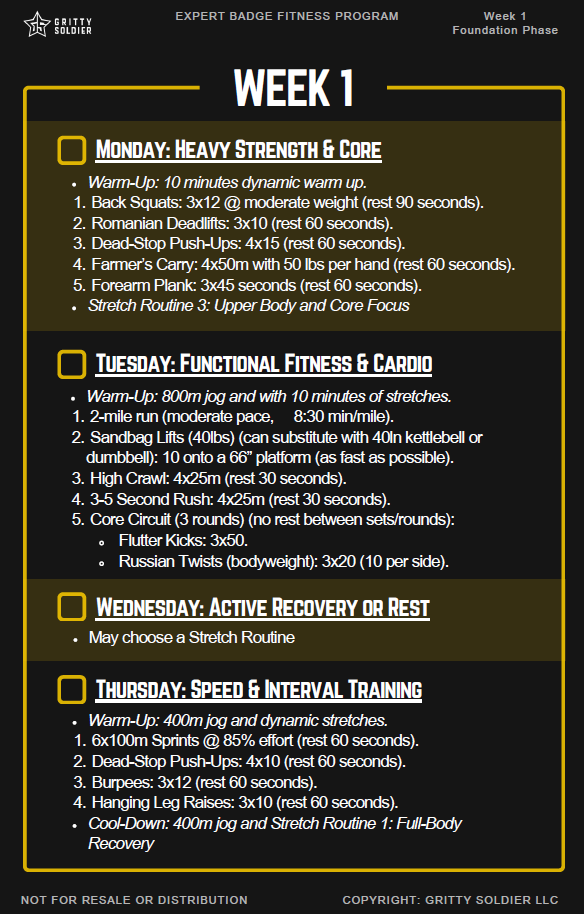 8-Week Expert Badge (EIB, ESB, EFMB) Fitness Plan (#1 Rated) – Gritty ...