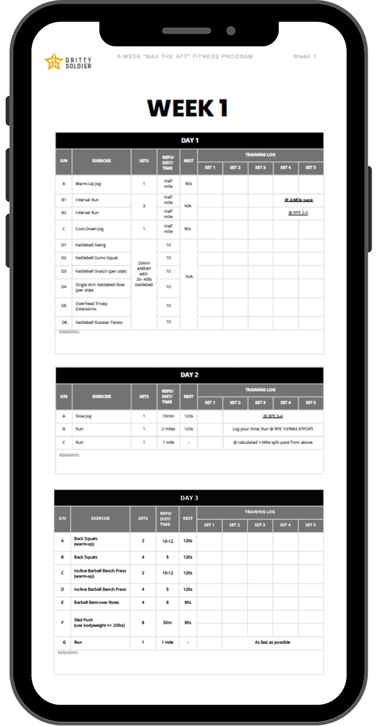 "Max the AFT" Fitness Program (8-Weeks)